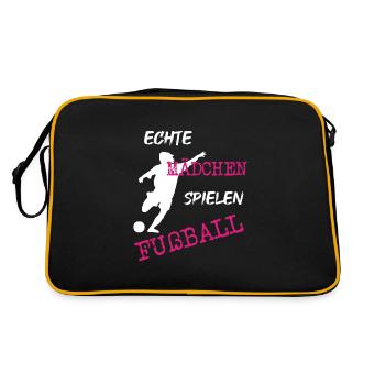 echter Mädchenfußball - Retro Tasche - Schwarz/Gold - Hinten