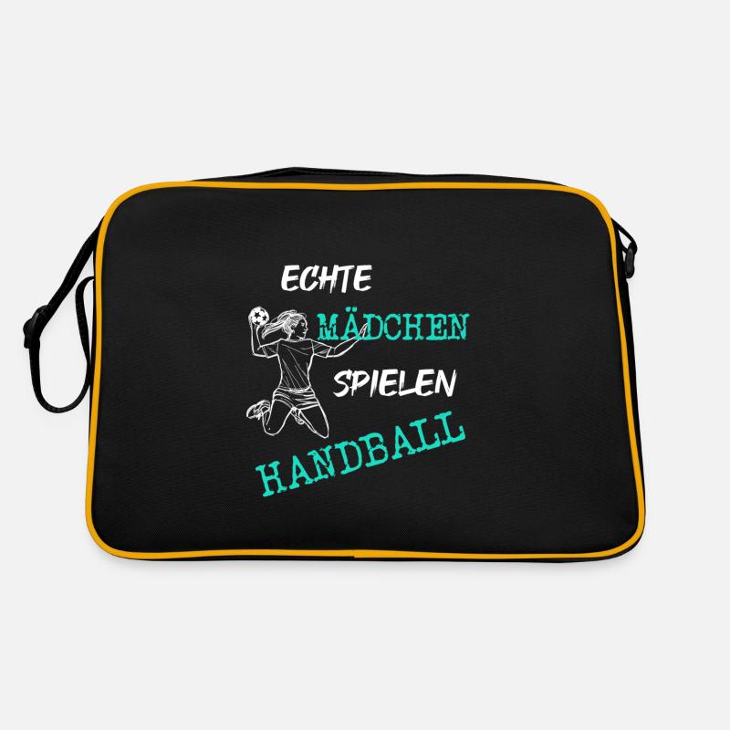 Handball Mädchen Frau - Retro Tasche - Schwarz/Gold