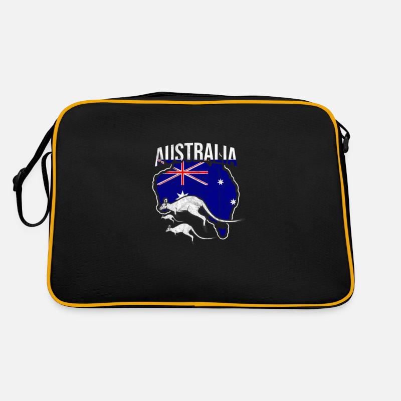 Australien Känguru - Retro Tasche - Schwarz/Gold