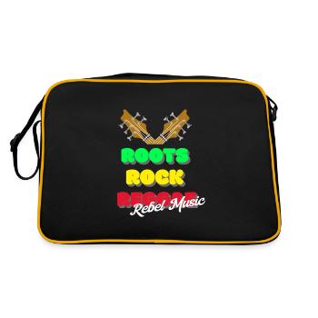 Roots Rock Reggae - Rebel Music - Rasta Geschenk - Retro Tasche - Schwarz/Gold - Hinten