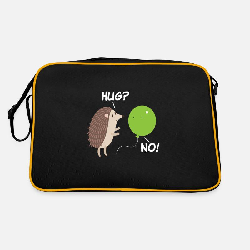 Igel Ballon Süß Niedlich Herbst - Retro Tasche - Schwarz/Gold