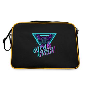 Owl Yeah Neon Retro 80s Vogel Süß - Retro Tasche - Schwarz/Gold - Hinten