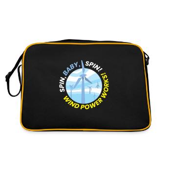 Windpower Works Windkraft Windenergie - Retro Tasche - Schwarz/Gold - Hinten