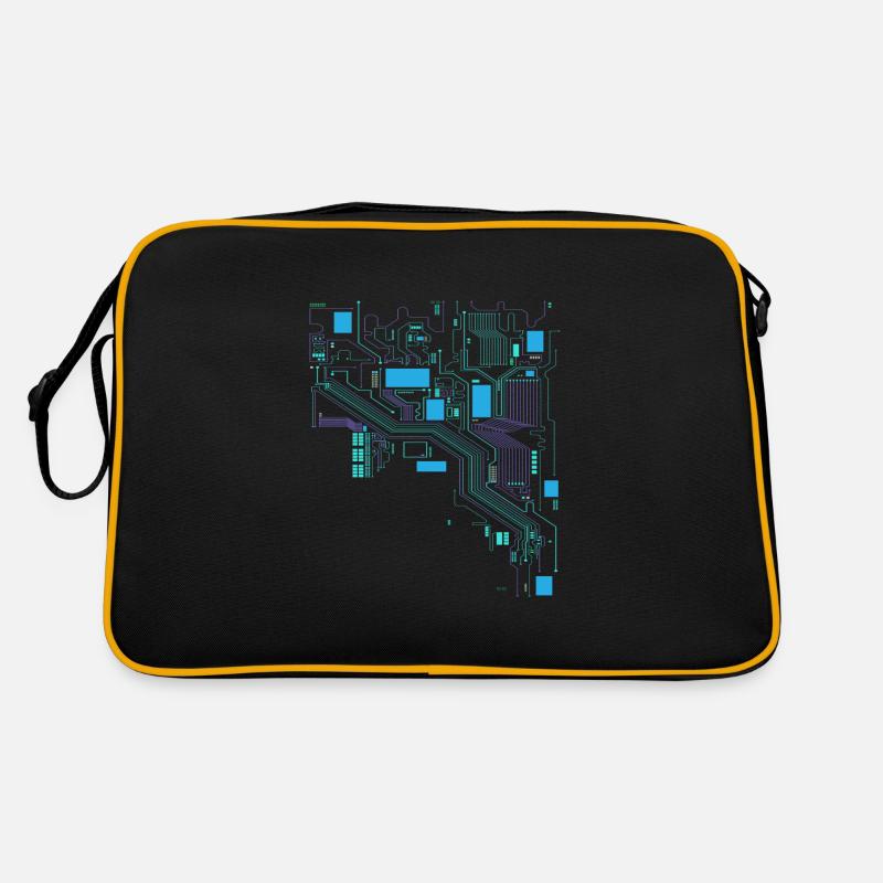 Computer Cpu Informatiker Hacker - Retro Tasche - Schwarz/Gold