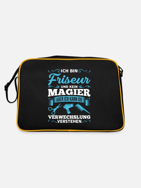 lustiges Friseur - Retro Tasche - Schwarz/Gold - Hinten