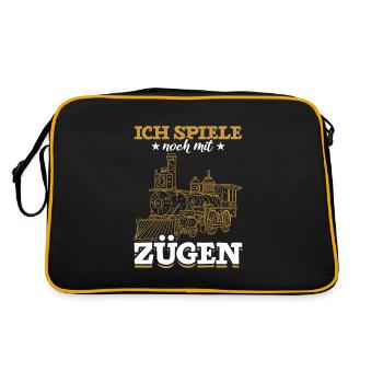 Züge Lok Zug - Retro Tasche - Schwarz/Gold - Hinten