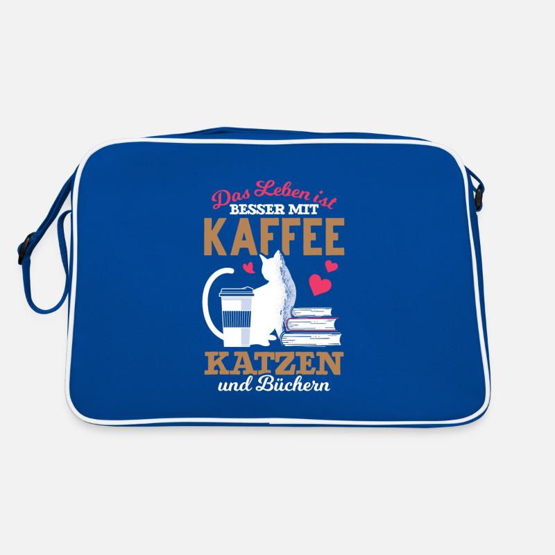 Katze Bücher Kaffee Kaffeetrinker Retro Tasche