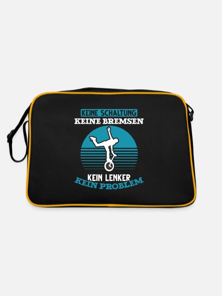 Einrad lustiger Spruch Einrad Sport Sportler - Retro Tasche - Schwarz/Gold - Hinten