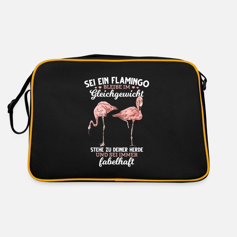 Flamingo lustiger Spruch Lieblingstier - Retro Tasche - Schwarz/Gold
