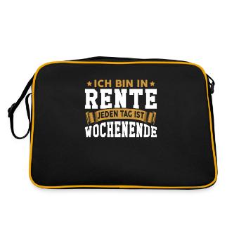 Ich bin in Rente lustiger Spruch Rente Rentner Ren - Retro Tasche - Schwarz/Gold - Hinten
