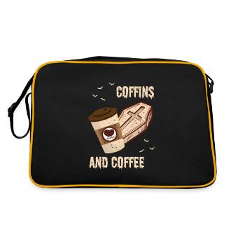 Coffins And Coffee Sarg Halloween Kaffee - Retro Tasche - Schwarz/Gold - Hinten