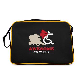Awesome On Wheels Rollstuhlfahrer - Retro Tasche - Schwarz/Gold - Hinten