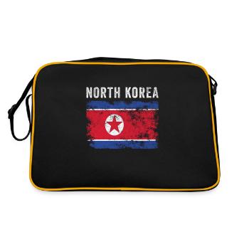 Drapeau nord-coréen en détresse - Sac Retro - noir/or - Dos
