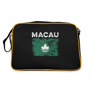 Macau Flag Distressed - Macanesische Flagge - Retro Tasche - Schwarz/Gold - Hinten