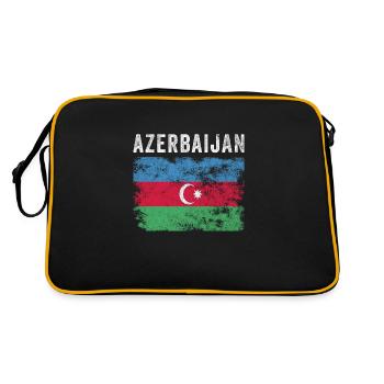 Aserbaidschan Flagge Distressed - Aserbaidschanische Flagge - Retro Tasche - Schwarz/Gold - Hinten