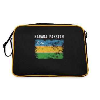 Drapeau du Karakalpakstan en détresse - Sac Retro - noir/or - Dos