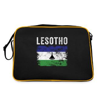 Lesotho Flag Distressed - Basotho Flag - Retro Tasche - Schwarz/Gold - Hinten