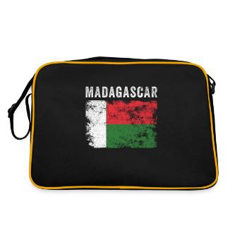 Madagaskar-Flagge Verzweifelte madagassische Flagge - Retro Tasche - Schwarz/Gold - Hinten