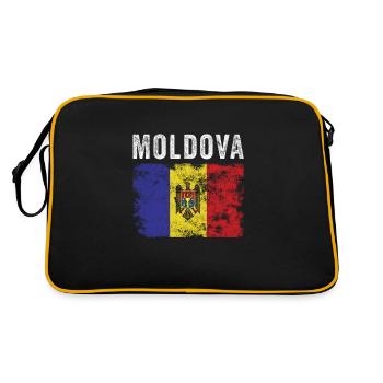 Moldova Flag Distressed - Moldovan Flag - Retro Bag - black/gold - Back