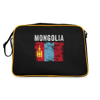 Mongolei Flagge Distressed Mongolische Flagge - Retro Tasche - Schwarz/Gold - Hinten