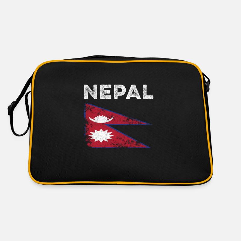 Drapeau népalais en détresse - Drapeau népalais - Sac Retro - noir/or