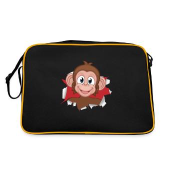 Monkey Children Monkey Child Chimpanzee - Retro Bag - black/gold - Back
