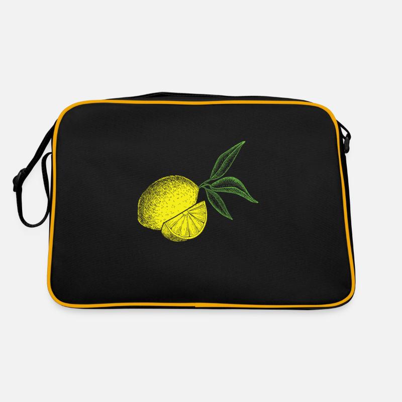Zitrone Frucht Retro Limonade - Retro Tasche - Schwarz/Gold