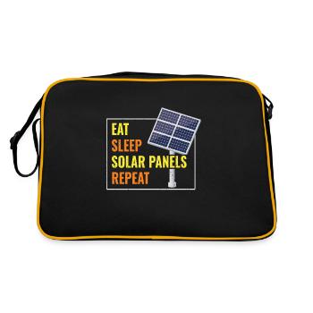 Eat Sleep Solar Panels Photovoltaik - Retro Tasche - Schwarz/Gold - Hinten