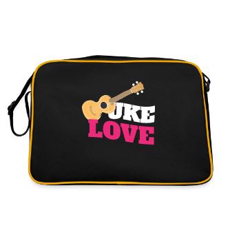 Uke Love Ukulele Gitarre Musik - Retro Tasche - Schwarz/Gold - Hinten
