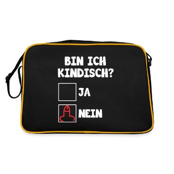 Bin ich kindisch ja nein für dunkle Mode - Retro Tasche - Schwarz/Gold - Hinten
