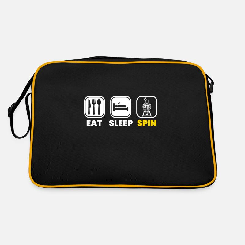 Eat Sleep Spin Spinnrad Spinnen Retro Tasche