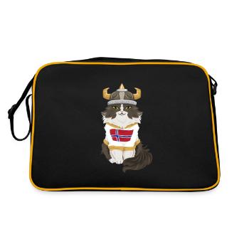 Norway Katze Norwegen Kätzchen - Retro Tasche - Schwarz/Gold - Hinten