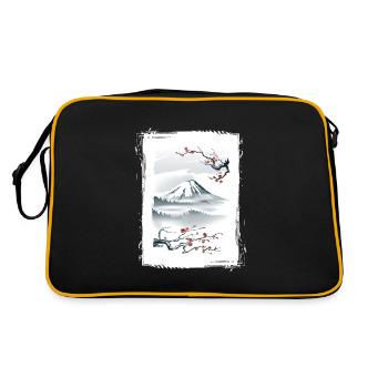 Fuji Cherry Blossoms Cherry Tree Japan Natural - Retro Bag - black/gold - Back