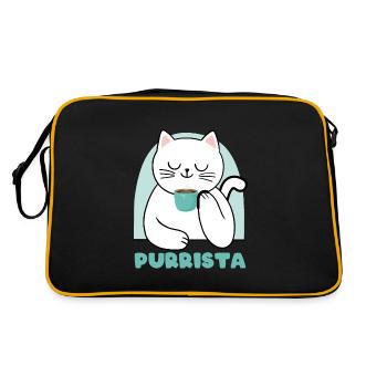 Purrista Kaffee Rösten Kaffee Katze - Retro Tasche - Schwarz/Gold - Hinten