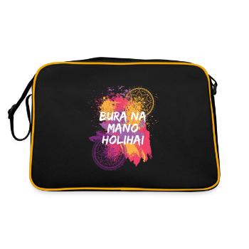 Bura Na Mano Holihai Holi Festival - Retro Tasche - Schwarz/Gold - Hinten