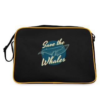 Blue Whale Save The Whales Whale Sea - Retro Bag - black/gold - Back