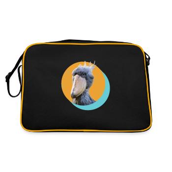 Shoebill Schuhschnabel Vogel Ornitologe - Retro Tasche - Schwarz/Gold - Hinten