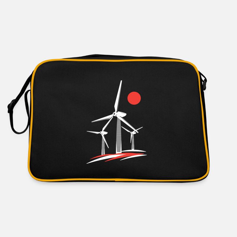 Windrad Windpower Windkraft Windenergie - Retro Tasche - Schwarz/Gold