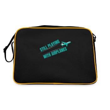 Still Playing With Airplane Flugzeug - Retro Bag - black/gold - Back