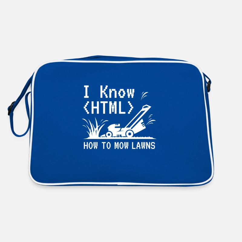 I Know HTML Rasenmäher Garten Retro Tasche