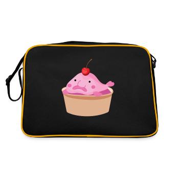 Blob Cupcake Blobfish Fisch Meer - Retro Tasche - Schwarz/Gold - Hinten