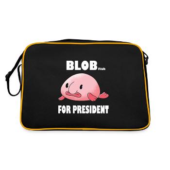 Blob For President Blobfish Fisch Meer - Retro Tasche - Schwarz/Gold - Hinten