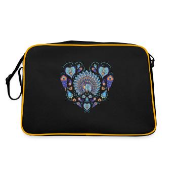 Peacock Heart Bird Ornamental Bird Feathers Colorful - Retro Bag - black/gold - Back