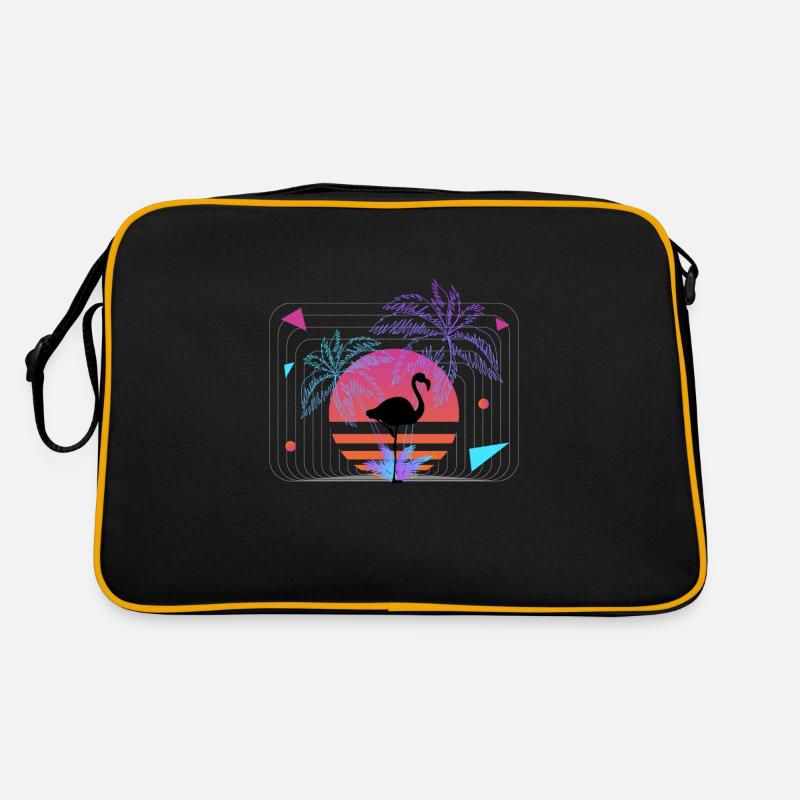 Flamingo Retrowave Synthétiseur Rétro - Sac Retro - noir/or