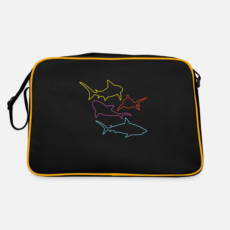 Requin Poisson Requin coloré - Sac Retro - noir/or