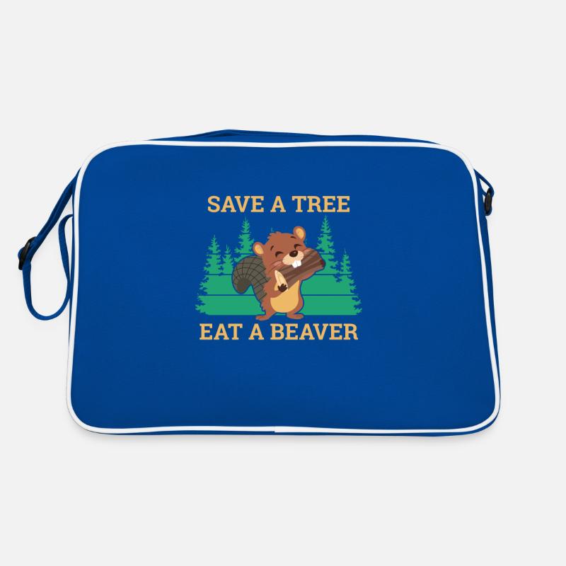 Save A Tree Eat A Beaver Biber Nager Retro Tasche