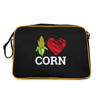 I Love Corn Mais - Retro Tasche - Schwarz/Gold - Hinten