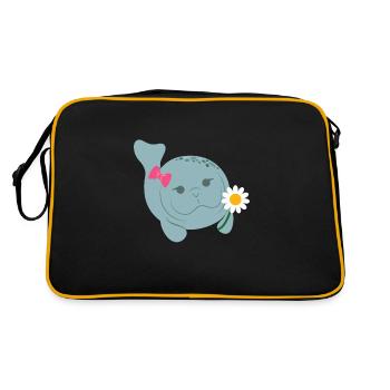 Manatee Cute Manatee Manatee Manatee - Retro Bag - black/gold - Back