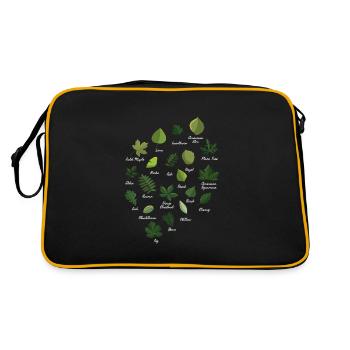 feuilles, variétés, arbres, forêt, nature, plante - Sac Retro - noir/or - Dos