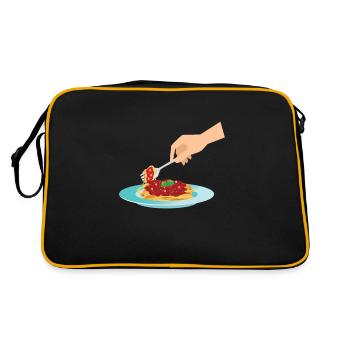 Spaghetti Noodle Food Italy - Retro Bag - black/gold - Back